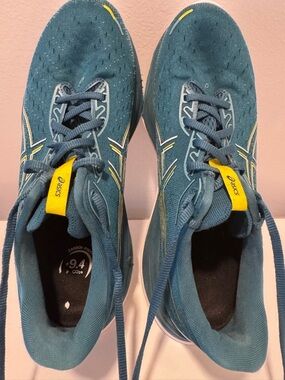 Asics Teal Blue Running Shoes with Yellow Accents